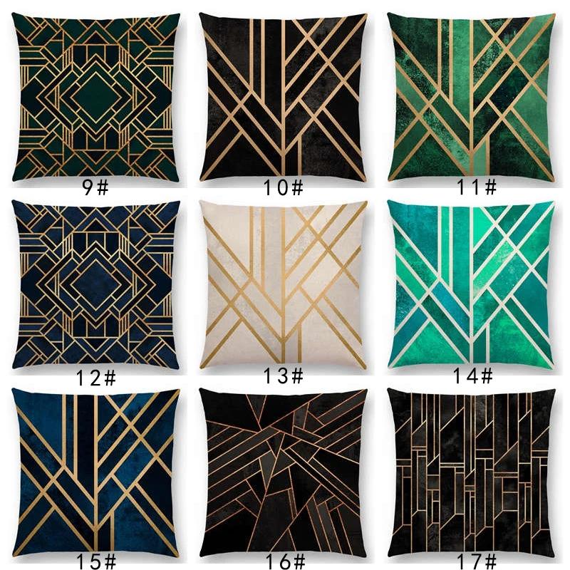 New Geo Emerald Blue Sky Black Night Yellow Lines Geometric Texture Stripes Prints Car Cushion Cover Sofa Throw Pillow Case