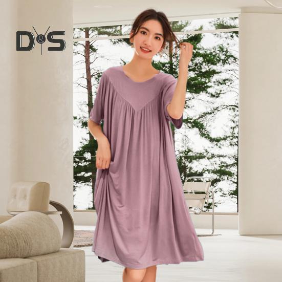 Pullover Lady Night Robe Short Sleeves Stylish Sleepwear Women Night Dress