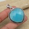 Ограненный синий халцедон 925 Твердый серебряный ювелирный дизайнерский кулон ручной работы для подарка