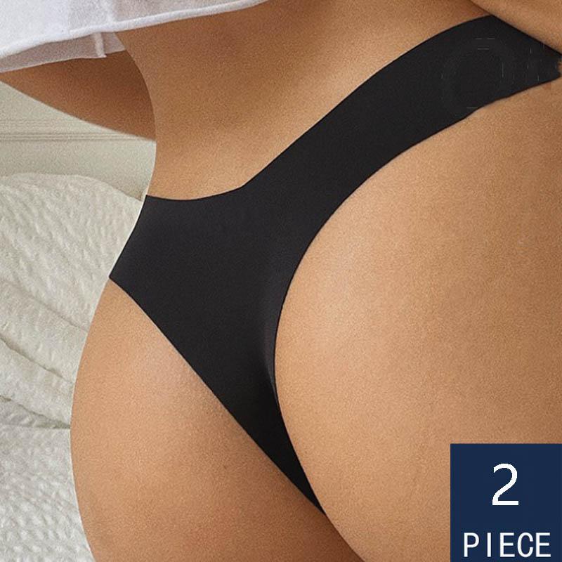 2Pcs/Lot Women Sexy Ice Silk Panties Low-waist No Trace Underwear Thong Female G String Breathable Lingerie Temptation Intimates