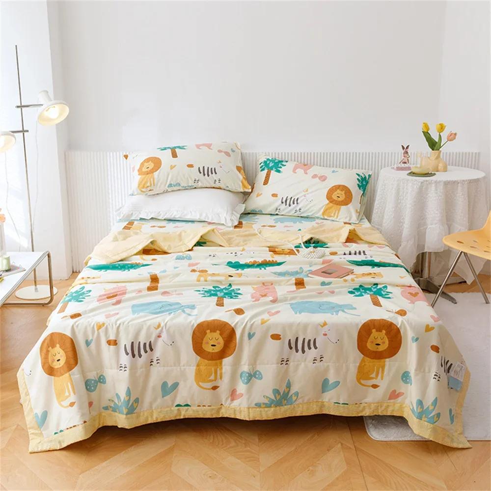 Svetanya Cartoon Pastoral Summer Air Conditioning Quilt Stitching Throws Blanket Cotton Twin Queen Size (no Pillowcase)