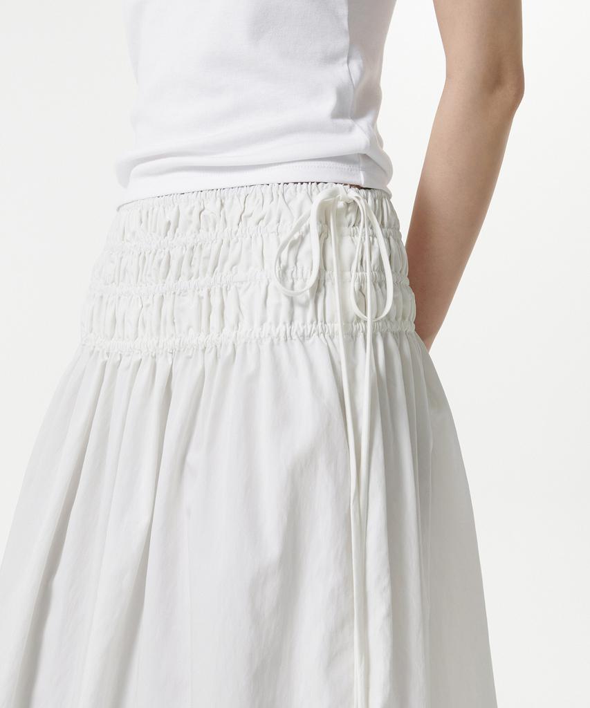 Musinsa Standard Woman Women'S Shirred Knee-Length Elastic Skirt [White]