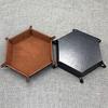 New PU Leather Hexagon Dice Collapsible Rolling Tray Storage Box for Board Games Home Supplies Foldable