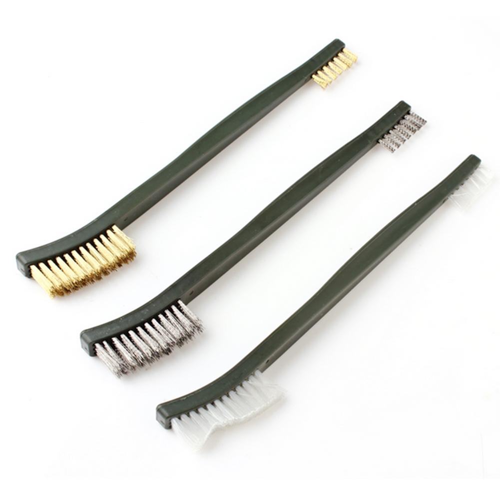 3pcs Mini Wire Brush Set Steel Brass Nylon Cleaning Polishing Detail Metal Rust Brush Polishing Derusting Cleaning Tools