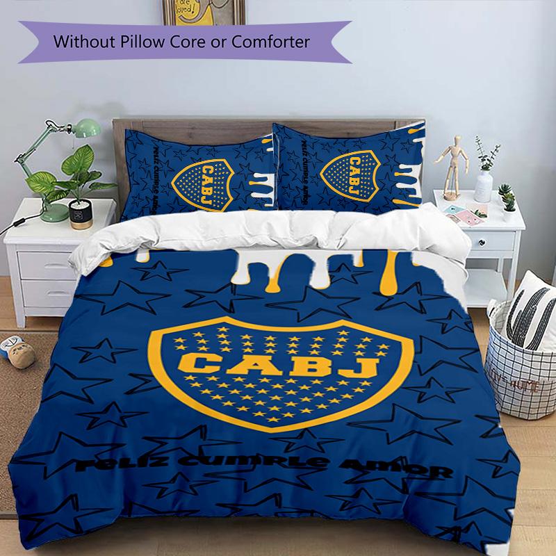 3pcs Club Atlético Boca Juniors pattern bedding set duvet cover set includes duvet cover &pillowcases,perfect all season bedroom decoration&gift