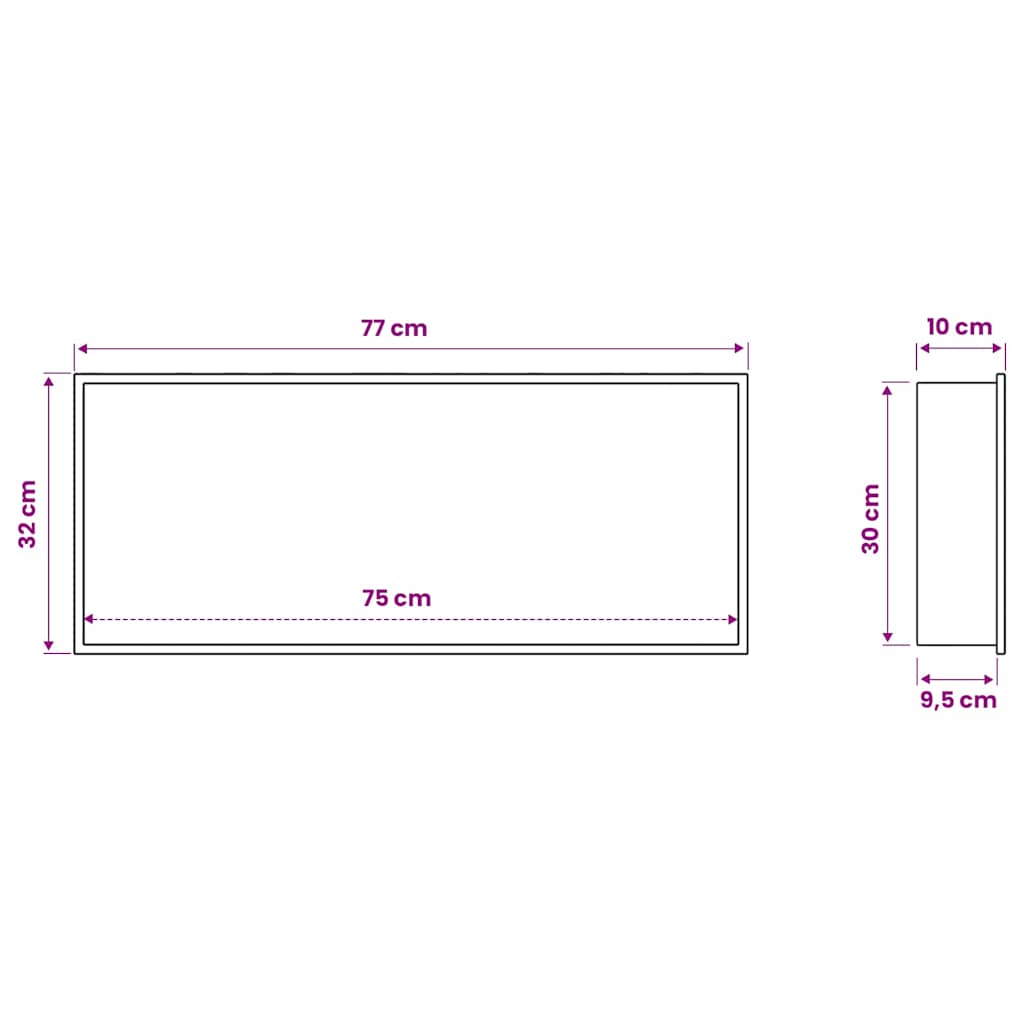 Shower Shelf White 75 x 30 x 9.5 cm Stainless Steel