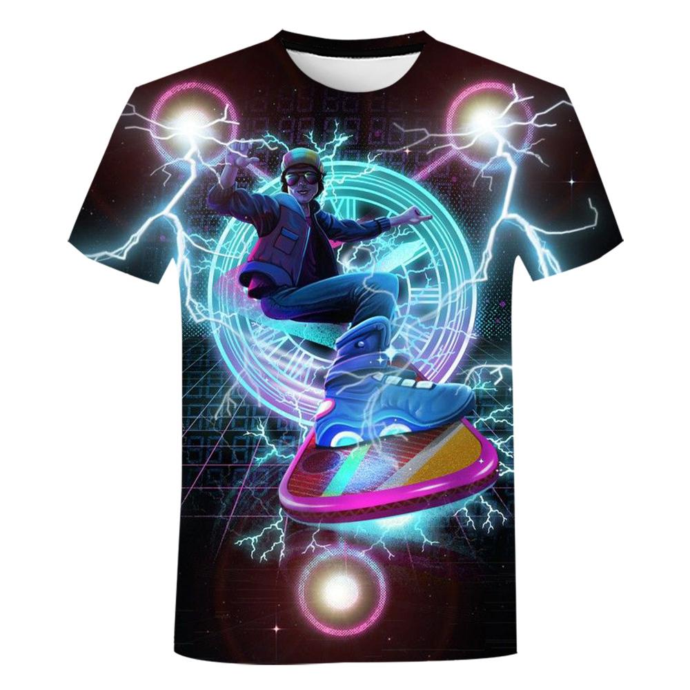 Футболки «Назад в будущее» с 3D принтом, детские футболки в стиле хип-хоп для мальчиков, новые модные повседневные футболки для мужчин и женщин, летняя мужская футболка