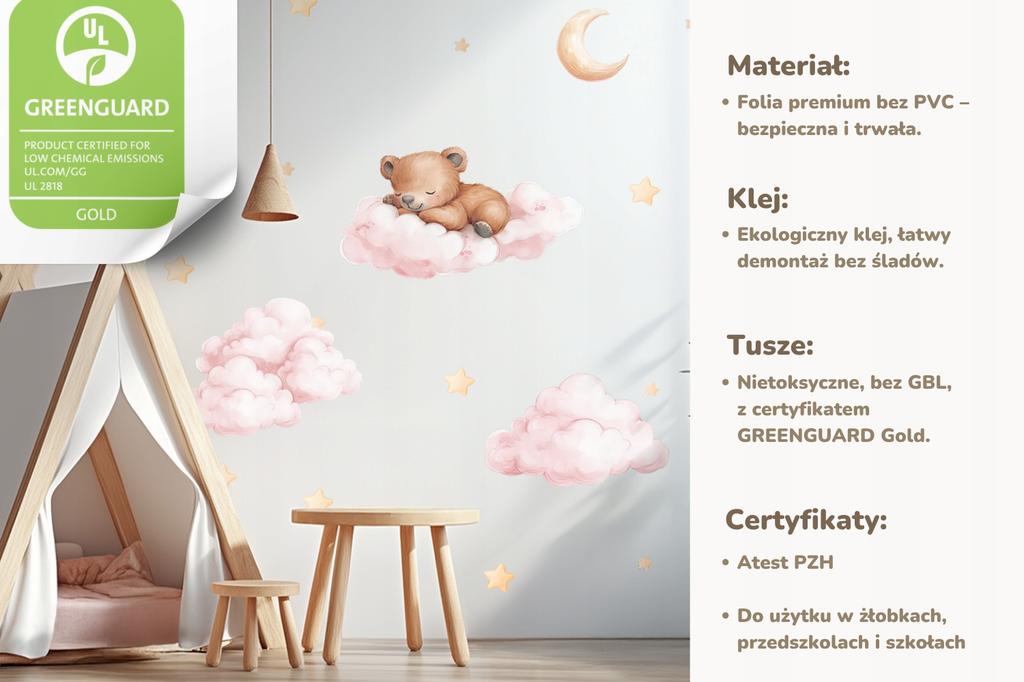 Teddy Bear Clouds Stars Moon Wall Stickers For Children'S Room