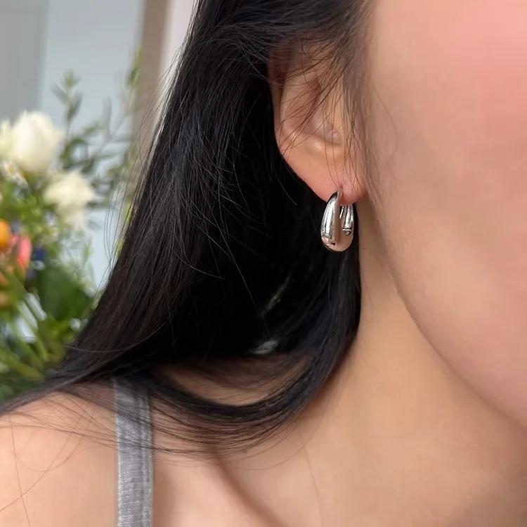 Круглые серьги-кольца из серебра 925 пробы для женщин, модные массивные серьги-круги, гипоаллергенные, вечерние украшения, подарок