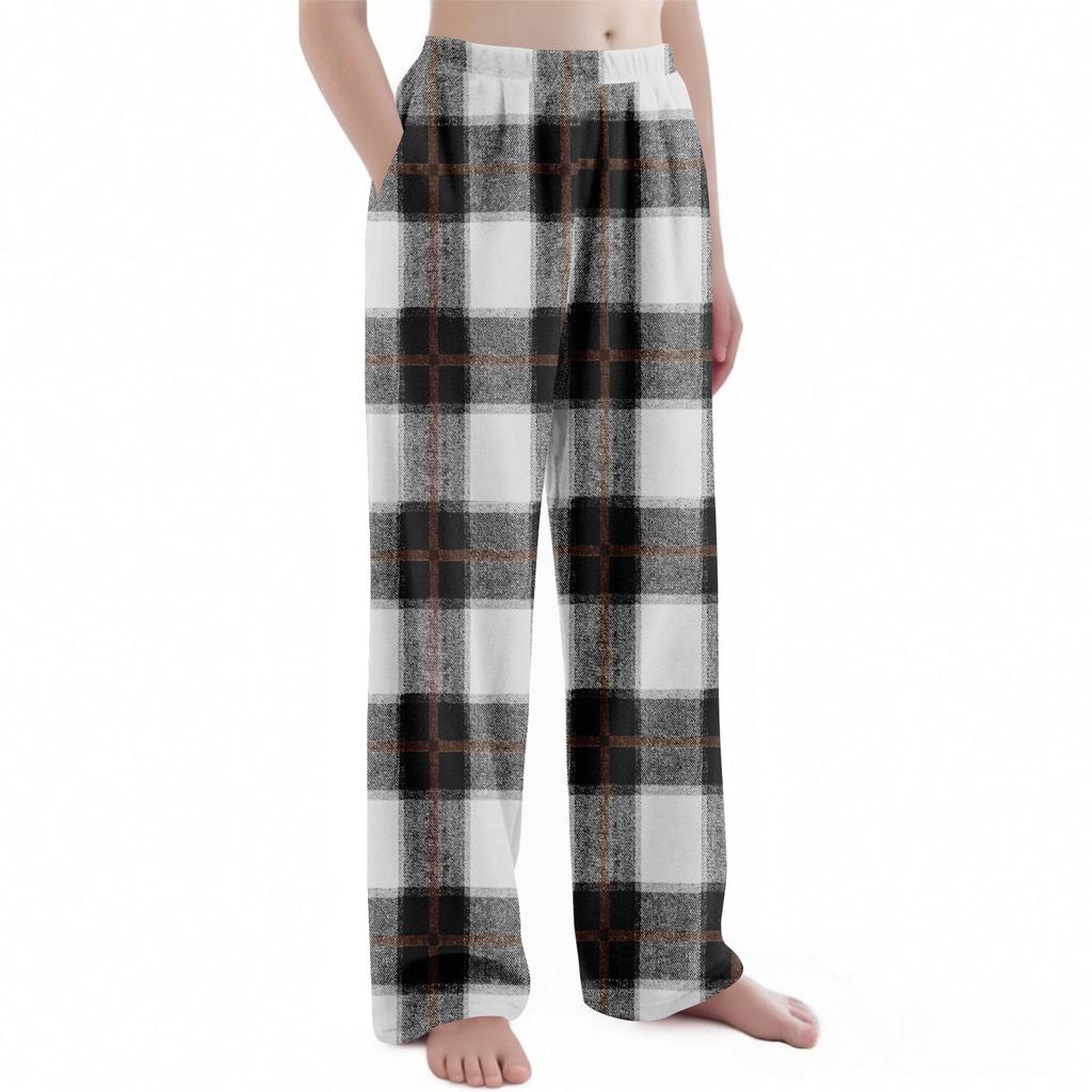 Детские рождественские брюки с клетчатым принтом, плюшевые повседневные брюки