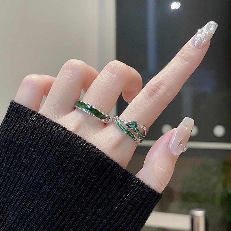 Персонализированное кольцо Slytherin с капельной глазурью, нишевый дизайн, инкрустация холодным ветром, кольцо на указательный палец со змеей, женское