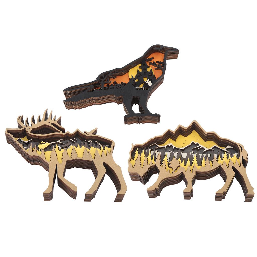 3D Woodcarving Ornament Boxwood Multilayer Handicraft Hollow Animal Desktop Decoration for Halloween
