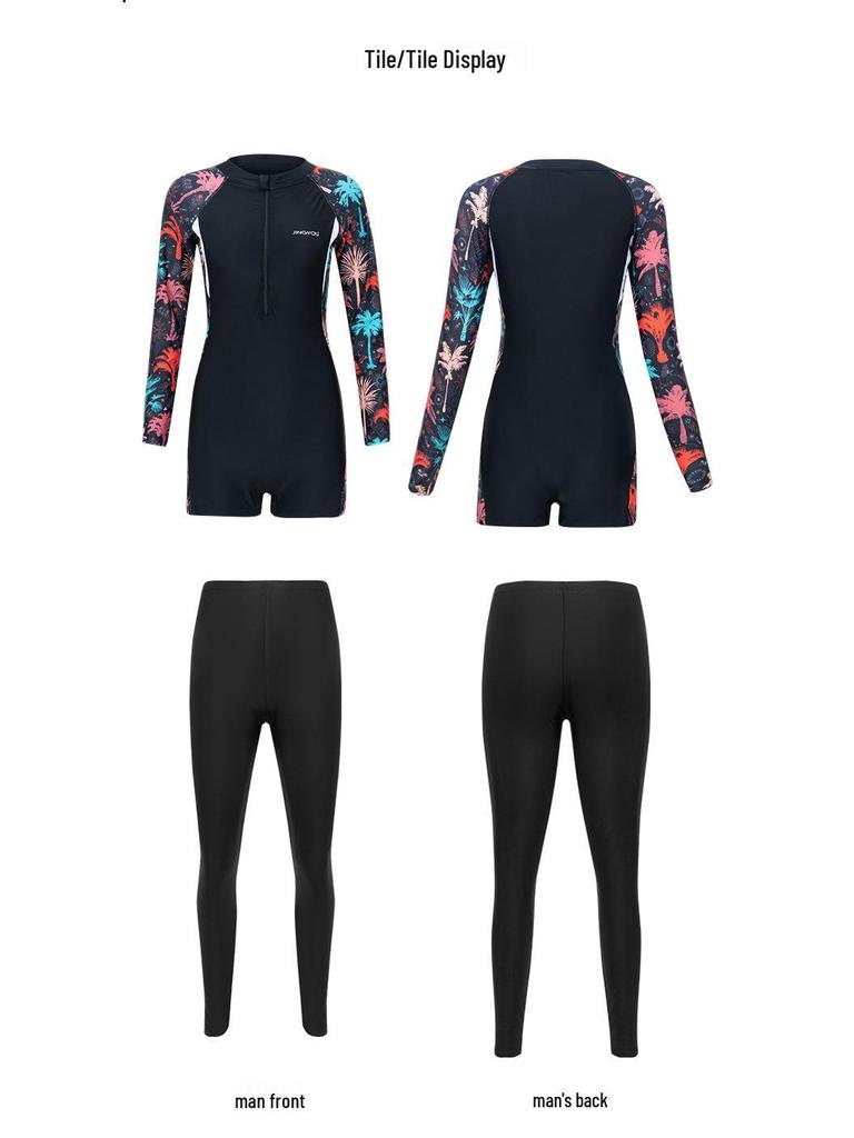 Женский купальник большого размера с длинным рукавом и шортиками, для дайвинга и серфинга, защита от солнца