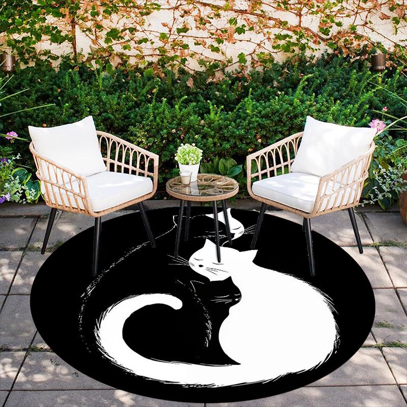 Two Cats pattern round rug,Carpet Rug for Living Room Bedroom Playroom ,Non-slip Floor Mat,Holiday Gifts and Birthday Gifts.