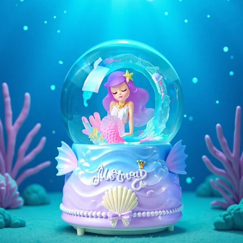 Rotating Carousel Music Box With Snow Globe Effect Kids Birthday Gift Decorative Resin Musical Toy