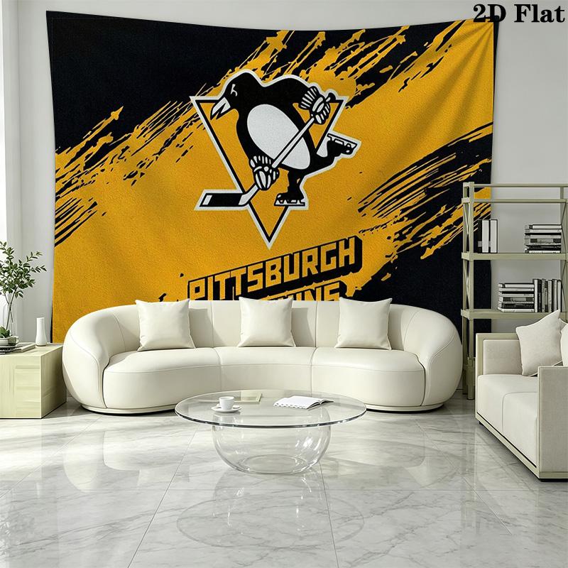 Pittsburgh Penguins Wall Tapestry Aesthetic Wall Hanging Printed Fabric Blanket Decorative Tapestries for Bedroom Living Room Home Decor