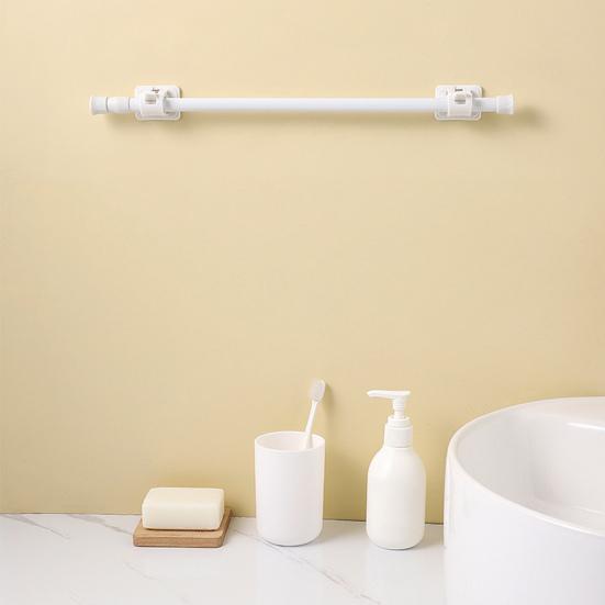 Curtain Rod No Drilling Self Adhesive Telescopic Drapery Rod Anti-slip Anti-rust Bedroom Kitchen Curtain Rod Holders Clothes Drying Rod