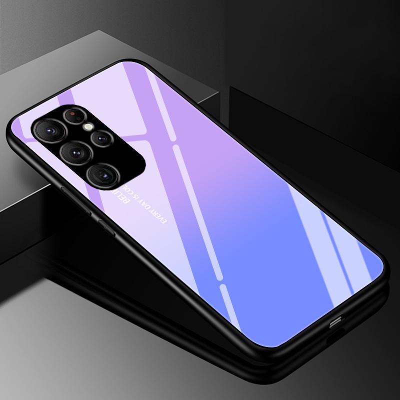 Чехол-крышка для Samsung S24 S23 Ultra, чехлы из закаленного стекла для Samsung Galaxy S22 S21 S20 S23 Plus FE, роскошный жесткий бампер с задней панелью