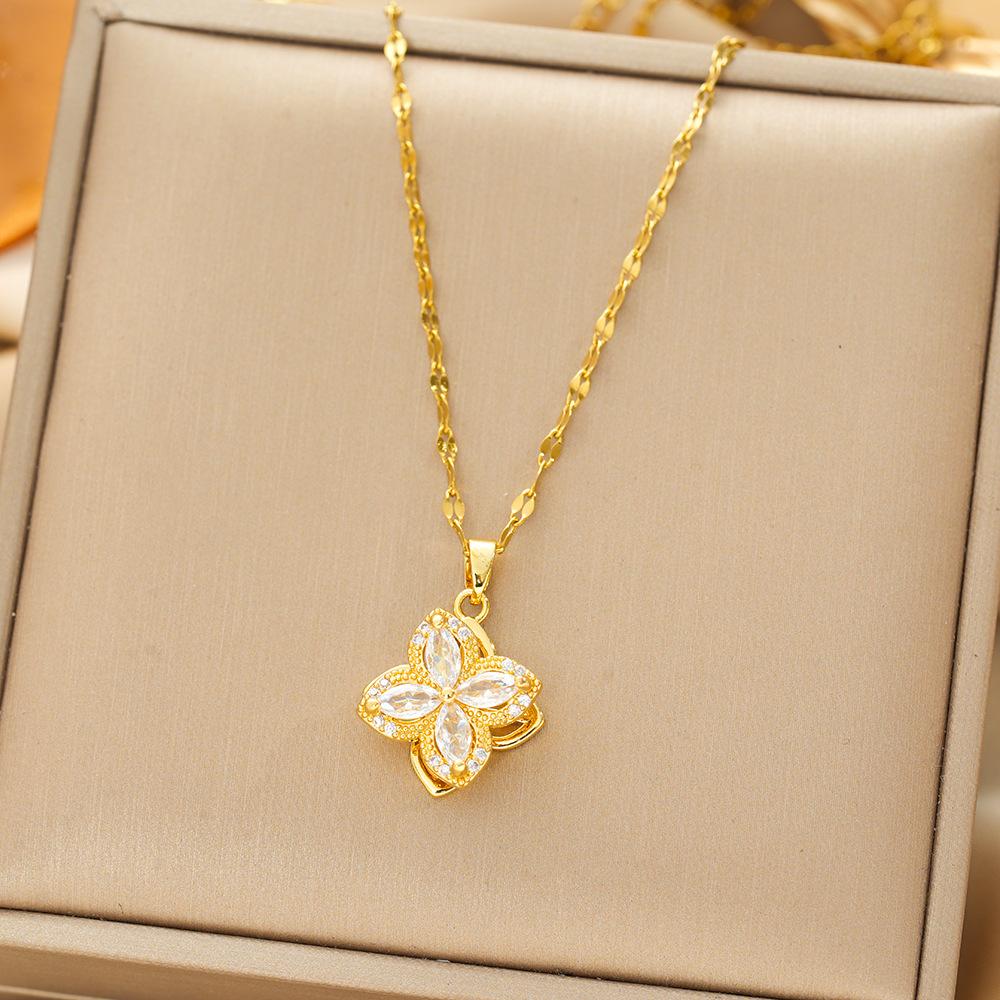 Titanium Steel Necklace For Women Elegant Simple Fashion Zircon Collarbone Chain Light Luxury Niche Jewelry