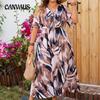 Summer Women's Plus Size Dress Printed Short Sleeve V-Neck Dresses