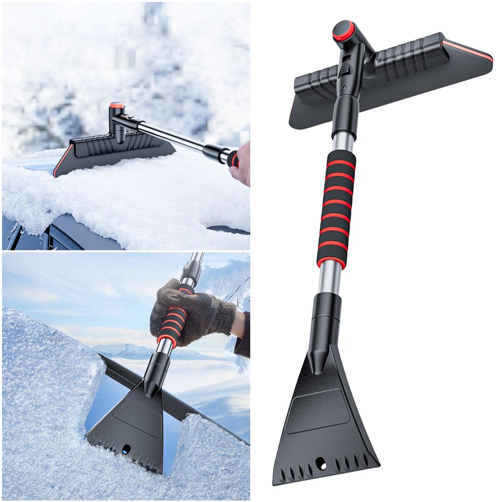 2 In 1 Extendable Ice Scraper Multifunctional Car Snow Shovel Ergonomic Handle Retractable Snow Remover Car Accessories