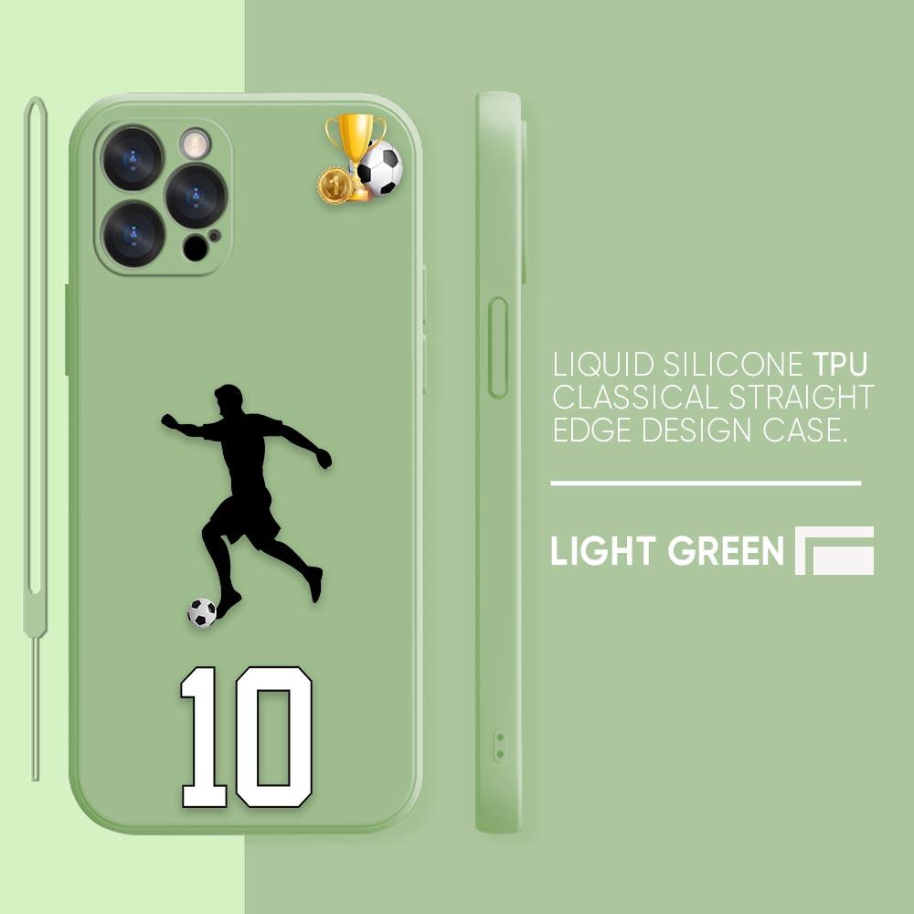 Funny Coque Football Phone Case iPhone 11 12 13 14 Pro Max 7 8 Plus XR XS SE Straight Edge Liquid Silica Gel Shell Cover Fundas