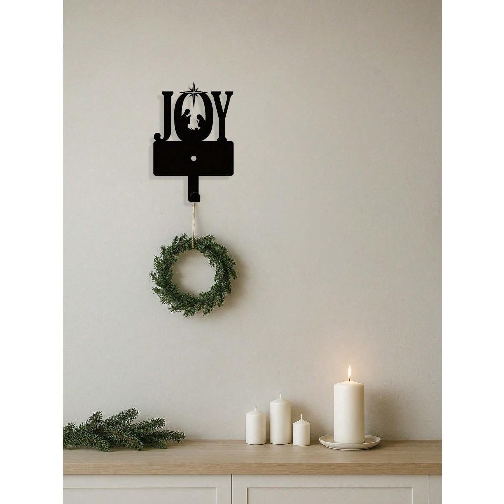 Decorative Metal Wall Hook with Joy Lettering, Entryway Organizer for Keys, Cups, Hats, Umbrellas, Cute Home Decor for Living Room, Bedroom