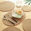 Льняные тканые салфетки, соломенные подставки, хлопковые и льняные салфетки под миски в японском стиле, салфетки под кастрюли, изоляционные коврики для обеденных столов