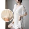 Dolman Sleeve Sexy Babydoll Loose Fit Lingerie and Shorts Set Sheer Camisole for Women [AQURAD] S-XL (White)