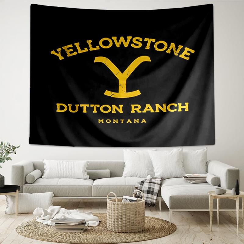 Yellowstone Print Tapestry, Backdrop, Easy Setup, Ideal for Bedroom, Office & Living Room, with Aesthetic Wall Hanging Decor.