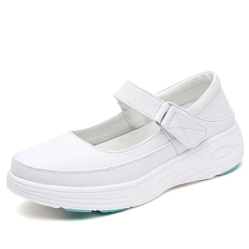 Туфли для медсестер из натуральной кожи на воздушной подушке, женские, пружинные, мягкие, дышащие, толстые, женские, белые, медицинские туфли