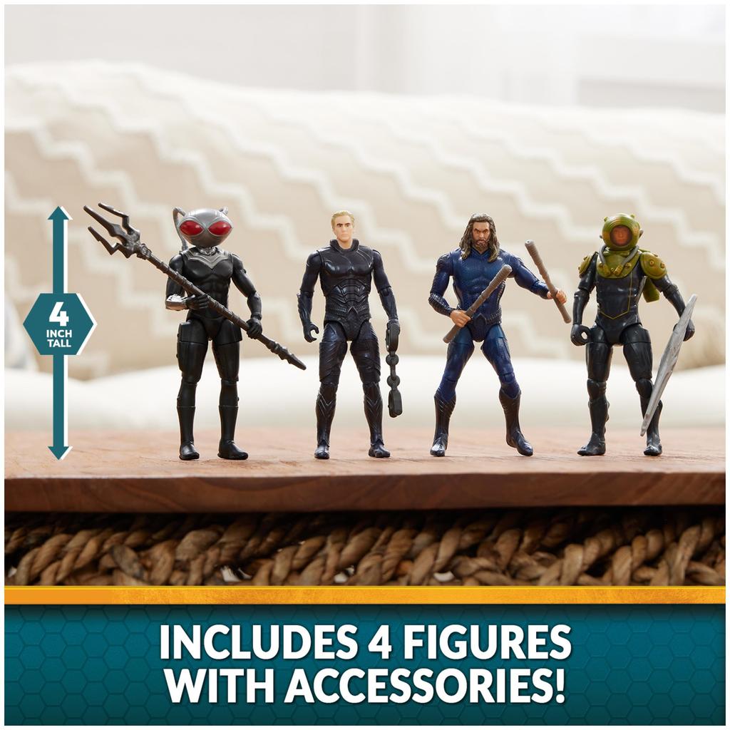 DC Comics Aquaman Volcano Island Pack (Amazon Exclusive) - 4 Collectible Action Figures with Accessories, Superhero Kids Toy for Ages 3+