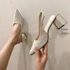 2025 New Pointed Shallow Mouth High Heels for Women, with Elastic Bands On the Toe, Fashionable and Elegant Single Shoes