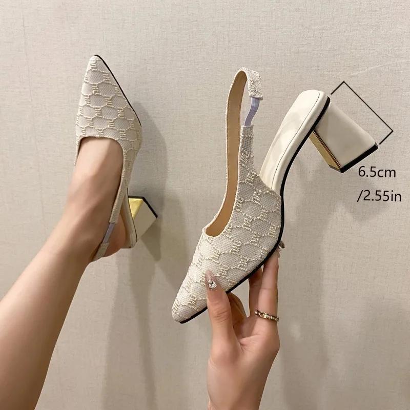 2025 New Pointed Shallow Mouth High Heels for Women, with Elastic Bands On the Toe, Fashionable and Elegant Single Shoes