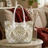Elegant Floral Pattern Tote Bag Vintage Large Capacity Shopping Handbag for Women Daily Use Casual Shoulder Bag