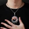 Top Icy DIY Customized Water Drop Style Iced Out Cubic Zircon Silver Gold Jewelry Circle Photo Necklace Private Photo Pendant