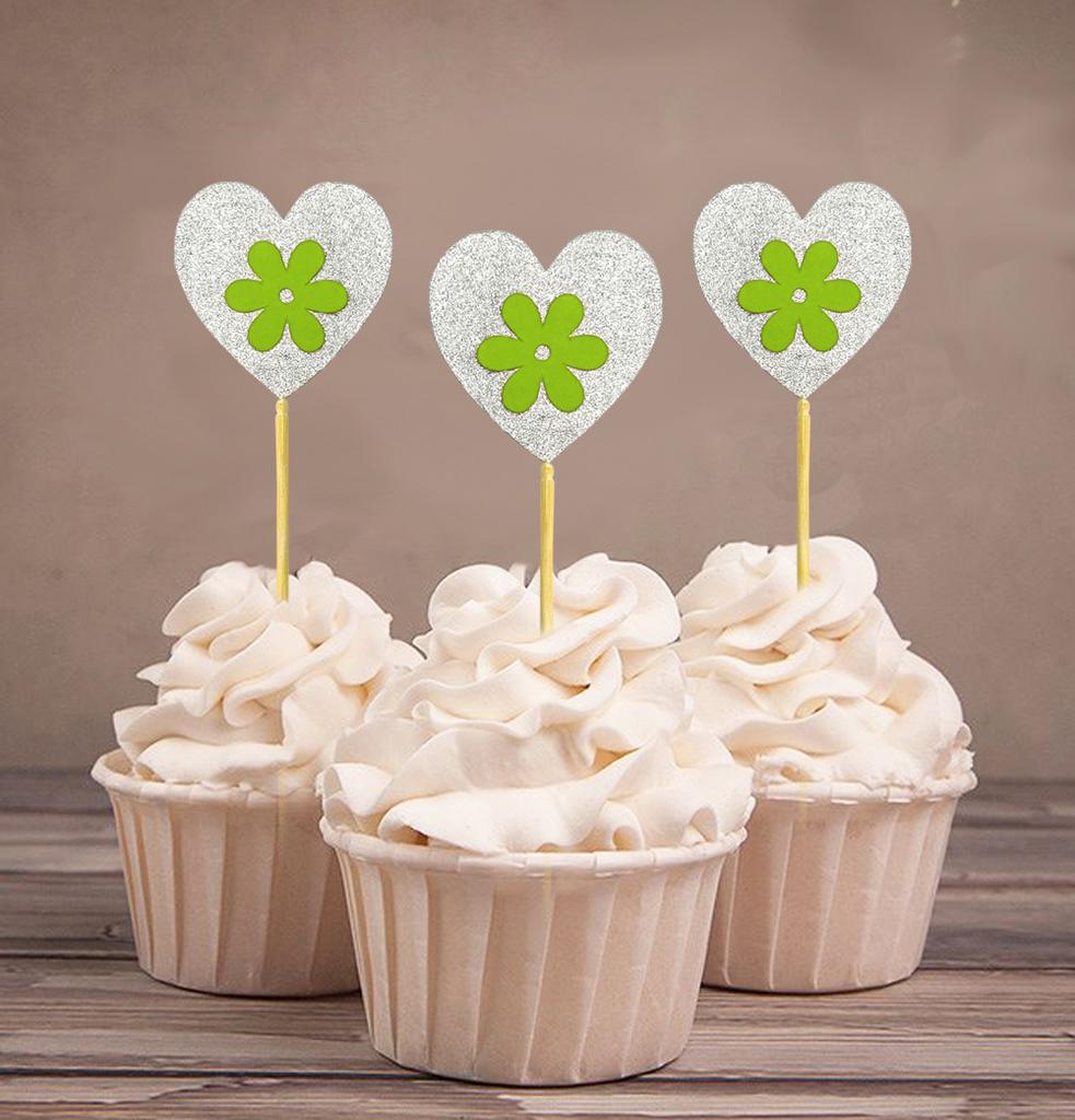 Дарлинг Сувенир| Блестящие топперы для кексов в форме сердца | Свадьба - Украшения для десерта на день рождения - упаковка