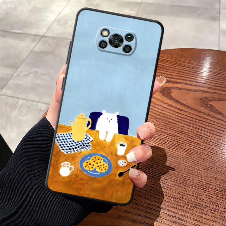 Мультяшный Кот Чехол для Телефона для Xiaomi Poco F8 C75 M3 M4 M7 C61 F3 F1 M5 C50 X3 X4 X5 X7 Pro C71