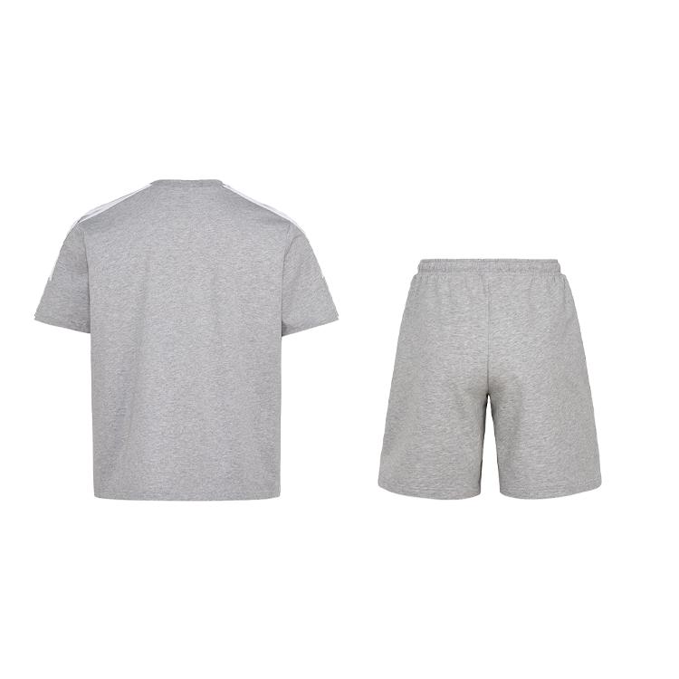 adidas Спортивный костюм U с тремя полосками, круглым вырезом, пуловер, футболка с коротким рукавом, удобные шорты со средней посадкой и шнурком, повседневный спортивный комплект KX0523