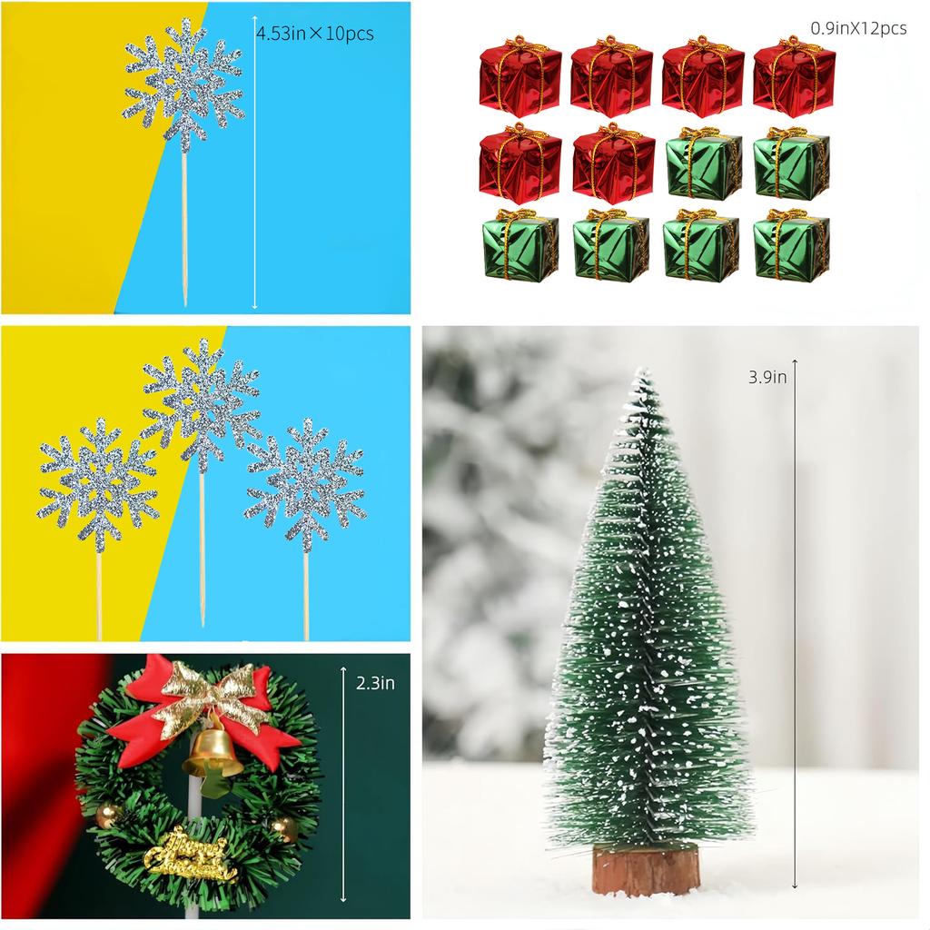 30 PCS Christmas Cake Decoration Snowman Cake Decoration Christmas Tree Christmas Cake Decorations Christmas Cupcake Toppers