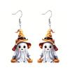 Halloween Acrylic Ghost Pumpkin Earrings Cute Party Accessories Lightweight Durable Costume Jewelry for Women