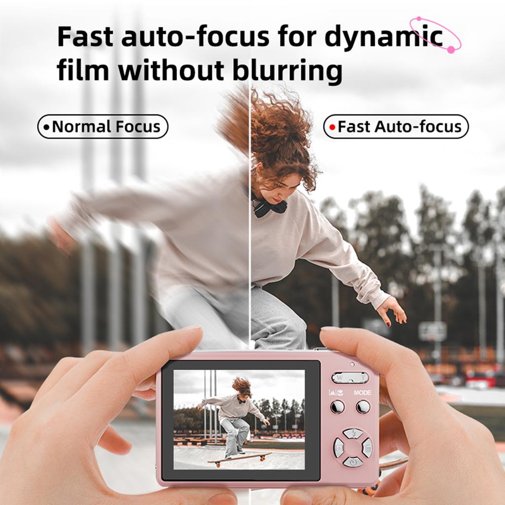 Цифровая камера 1080P, карманная цифровая видеокамера 48 МП, экран 2,4 дюйма, автоматическая фокусировка, 16-кратный цифровой зум