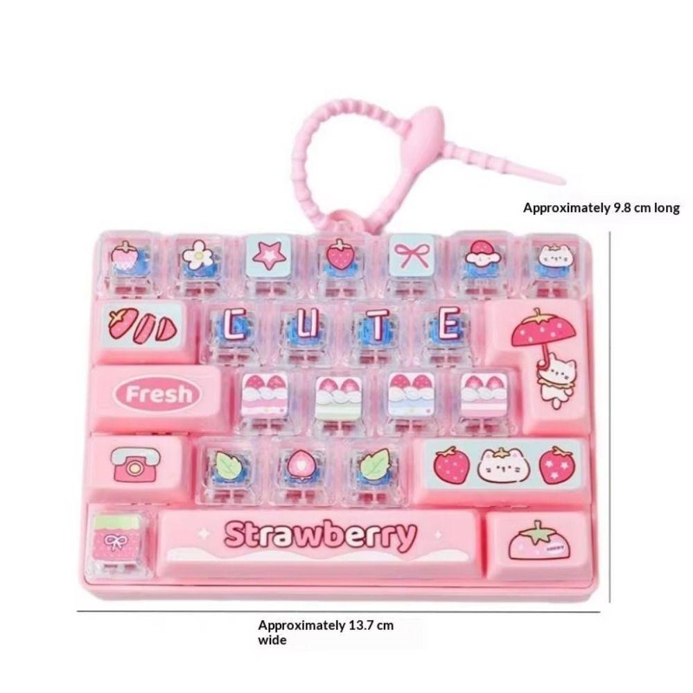 Transparent Dual-Tone Mini Keyboard Pendant 26-Key Keyboard Keychain Desktop Decoration
