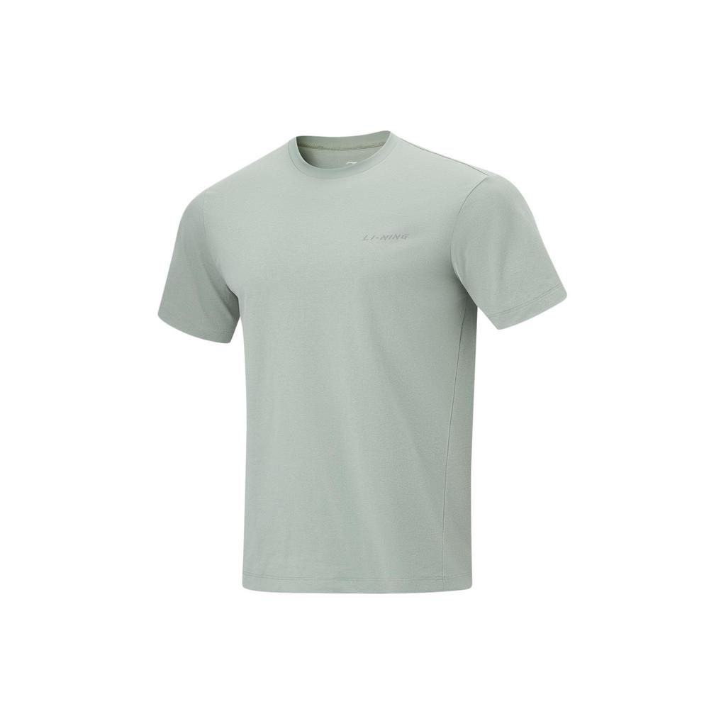 Li Ning Cooling Tea T Быстросохнущая повседневная футболка с круглым вырезом и светоотражающими короткими рукавами для мужчин, топы цвета туманно-зеленый ATSU641-2