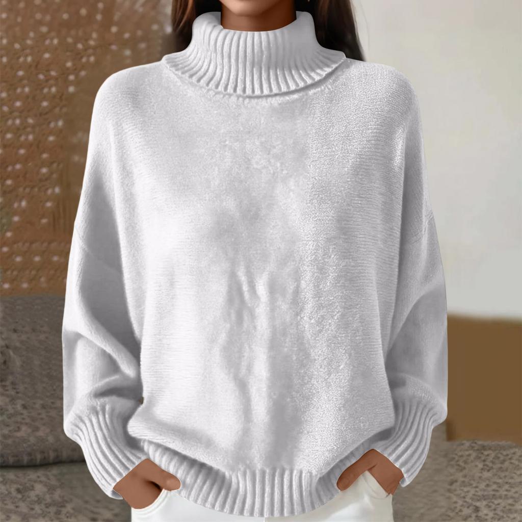 Women's Casual And Fashionable Long Sleeved Knitted Solid Color Top Sweater