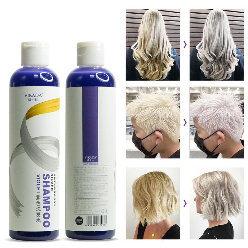 Purple Shampoo To Remove Yellow Hair, Solid Color Shampoo, Linen Gray Silver Long-lasting Hair