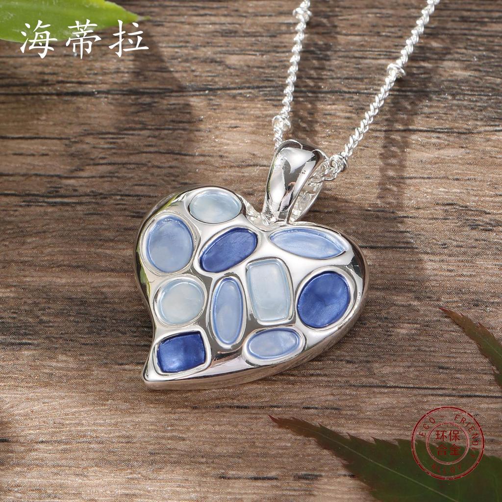 Новый цвет эмаль любовь маленькая подвеска с простой личностью женская универсальная геометрическая живопись маслом в форме сердца ожерелье