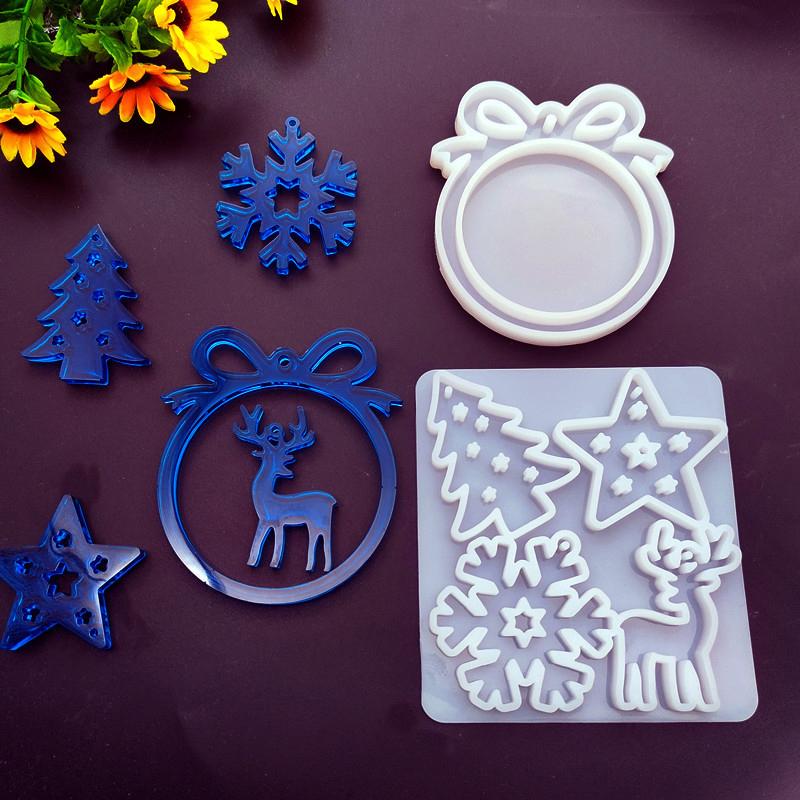 Рождественское украшение силиконовая форма для самостоятельной изготовления елочной подвески бант круг снежинка домик лося гипсовая форма подарок ручной работы