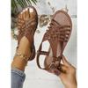 Сандалии женские весна-лето мода плоский каблук круглый носок верхняя одежда открытый носок пляж пряжка женская обувь