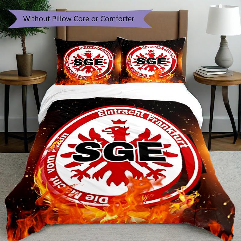 3pcs Duvet Cover Set (1*Duvet Cover + 2*Pillowcase, Without Core), Eintracht Frankfurt Print Bedding Set, Bedroom Decor, All‑Season, Birthday Gift